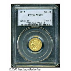 1912 $2 1/2 MS62 PCGS. Sharply struck and fully l
