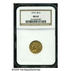 1913 $2 1/2 MS62 NGC. Boldly struck with deeper r