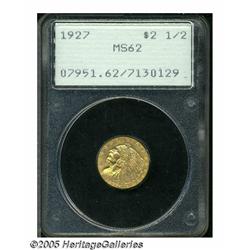 1927 $2 1/2 MS62 PCGS. Luminous straw-gold color 