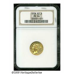 1928 $2 1/2 MS64 NGC. This quarter eagle displays