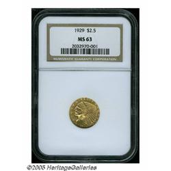 1929 $2 1/2 MS63 NGC. Sharply struck with frosty 