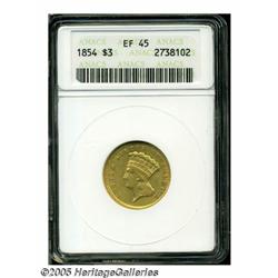 1854 $3 XF45 ANACS. First year of issue for the d