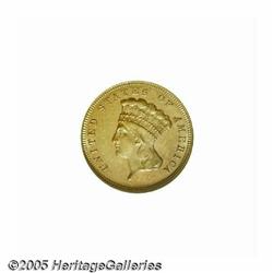 1870 $3 MS61 NGC. A glowing specimen with radiati