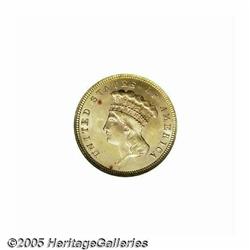 1879 $3 MS64 NGC. A splendid near-Gem that has fl