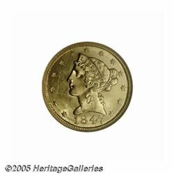1847 $5 MS64 NGC. A sharply struck example with v