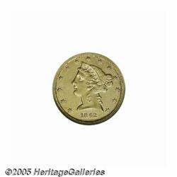 1862-S $5 AU50 ANACS. Only 9,500 Half Eagles were