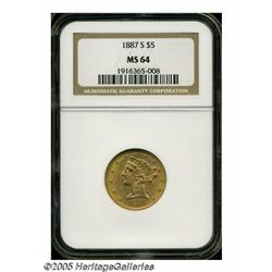 1887-S $5 MS64 NGC. This sharply struck example h
