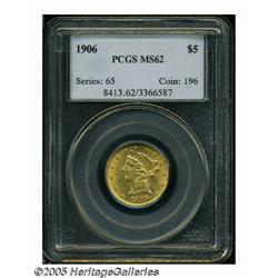 1906 $5 MS62 PCGS. Likely Breen-6792, "Extremely 