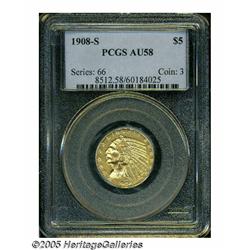 1908-S $5 AU58 PCGS. This is the first year of is