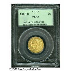 1909-D $5 MS62 PCGS. This crisply struck availabl