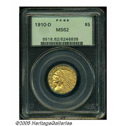 1910-D $5 MS62 PCGS. Olive and orange-gold colors