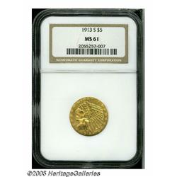 1913-S $5 MS61 NGC. Generally available in VF and