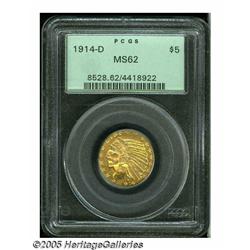 1914-D $5 MS62 PCGS. A scarce date Indian Five th