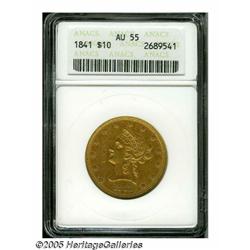 1841 $10 AU55 ANACS. This splendidly detailed ear