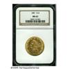 Image 1 : 1881 $10 MS63 NGC. Yellow-gold patina reveals tra