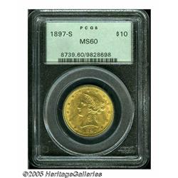 1897-S $10 MS60 PCGS. This conditionally scarce L