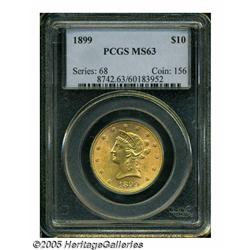 1899 $10 MS63 PCGS. Lustrous surfaces reveal apri