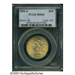 1901-S $10 MS64 PCGS. The obverse of this well st