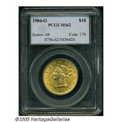 1904-O $10 MS62 PCGS. A lustrous honey-gold O-min