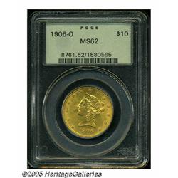 1906-O $10 MS62 PCGS. A lustrous yellow-gold piec