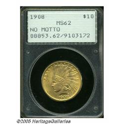 1908 $10 No Motto MS62 PCGS. This original and lu