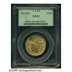 1910-D $10 MS62 PCGS. A satiny example of this av