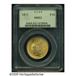 1911 $10 MS62 PCGS. This handsome olive and apric