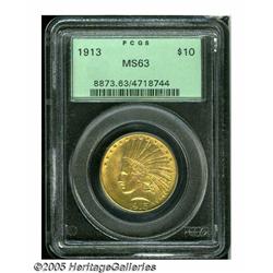 1913 $10 MS63 PCGS. A sharply struck and lustrous