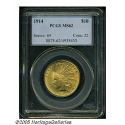 1914 $10 MS62 PCGS. A few small ticks on the chee