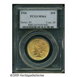 1926 $10 MS64 PCGS. Two of three shades of orange