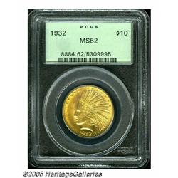 1932 $10 MS62 PCGS. A lustrous lemon-gold type co