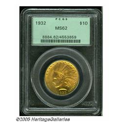 1932 $10 MS62 PCGS. Bright lemon color enriches t
