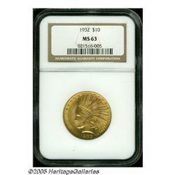 1932 $10 MS63 NGC. Well struck and fully lustrous
