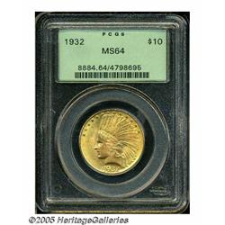 1932 $10 MS64 PCGS. This unusually unabraded and 