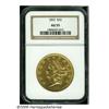 Image 1 : 1852 $20 AU55 NGC. Yellow-gold surfaces retain lu