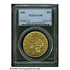 Image 1 : 1861 $20 AU55 PCGS. A pleasing example of this po