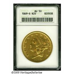 1869-S $20 AU50 ANACS. This example is from an ob