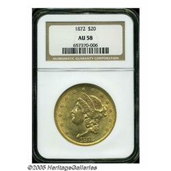 1872 $20 AU58 NGC. Although the surfaces have som