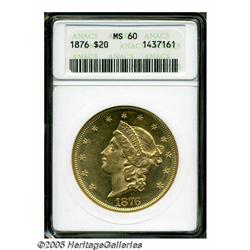 1876 $20 MS60 ANACS. Fully struck with semi-proof