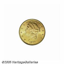 1877 $20 MS63 PCGS. Fully struck with scintillati