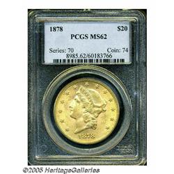 1878 $20 MS62 PCGS. Highly attractive with brilli