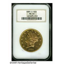 1880-S $20 MS60 NGC. Although the surfaces have n