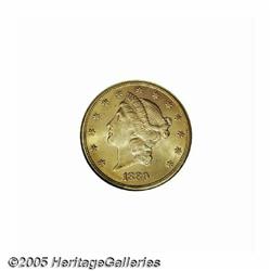 1880-S $20 MS62 NGC. Sharply struck and highly lu