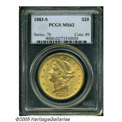 1883-S $20 MS62 PCGS. Lustrous and well struck, w