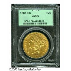 1884-CC $20 AU50 PCGS. An impressive Carson City 