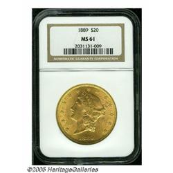 1889 $20 MS61 NGC. Frosty and highly lustrous, wi