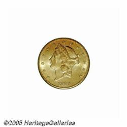 1889-CC $20 MS60 PCGS. Sharply struck with rich y