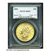 Image 3 : 1893 $20 MS63 PCGS. Satiny with ample mint frost 