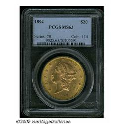 1894 $20 MS63 PCGS. The design elements are well 