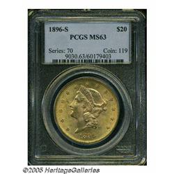 1896-S $20 MS63 PCGS. An attractive and attentive